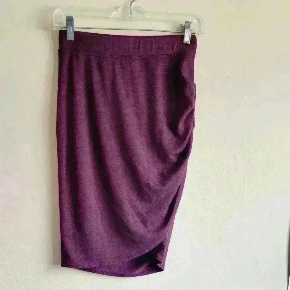Wilfred free burgundy jersey side ruched pencil skirt small